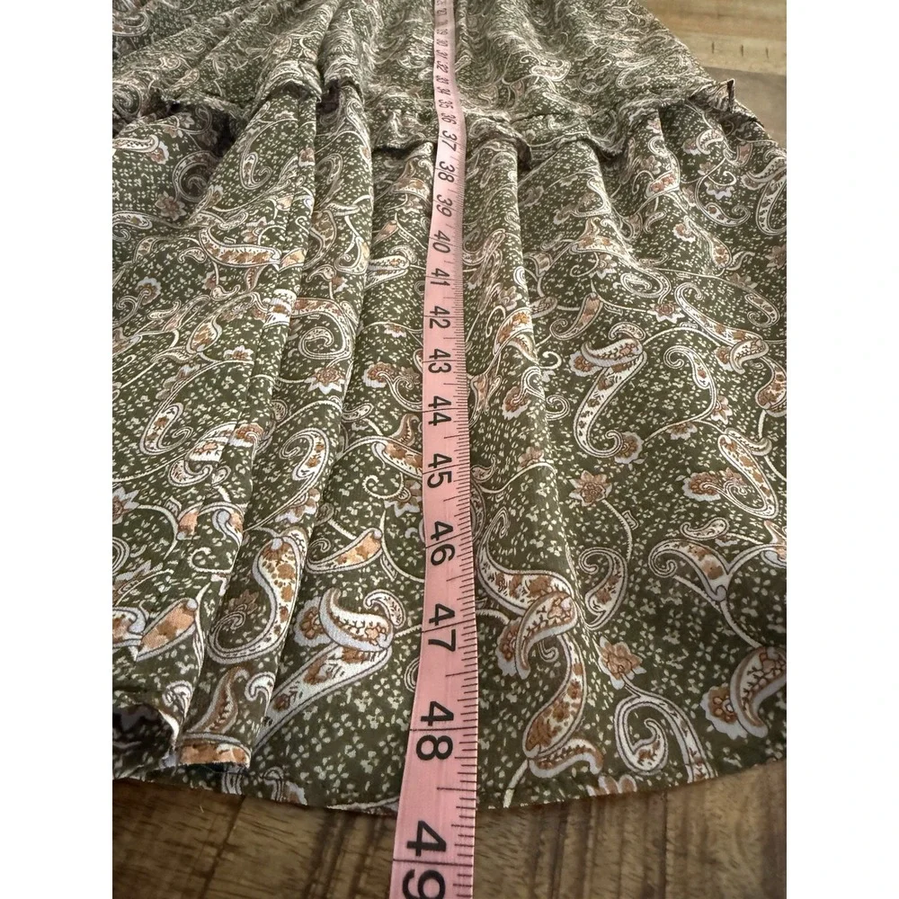 Loveriche Paisley Midi Dress Boho Wedding Guest‎ Ruffle Size Medium